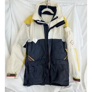 Vintage Mens Medium Sailing Boating Coat 80s Blue White HEAVY Lined England
